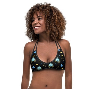 Top de bikini de princesa azul - Top de traje de baño separado de Princess Carriage Woman - Top de traje de baño de estilo de vacaciones audaz - Inspirado en Cenicienta
