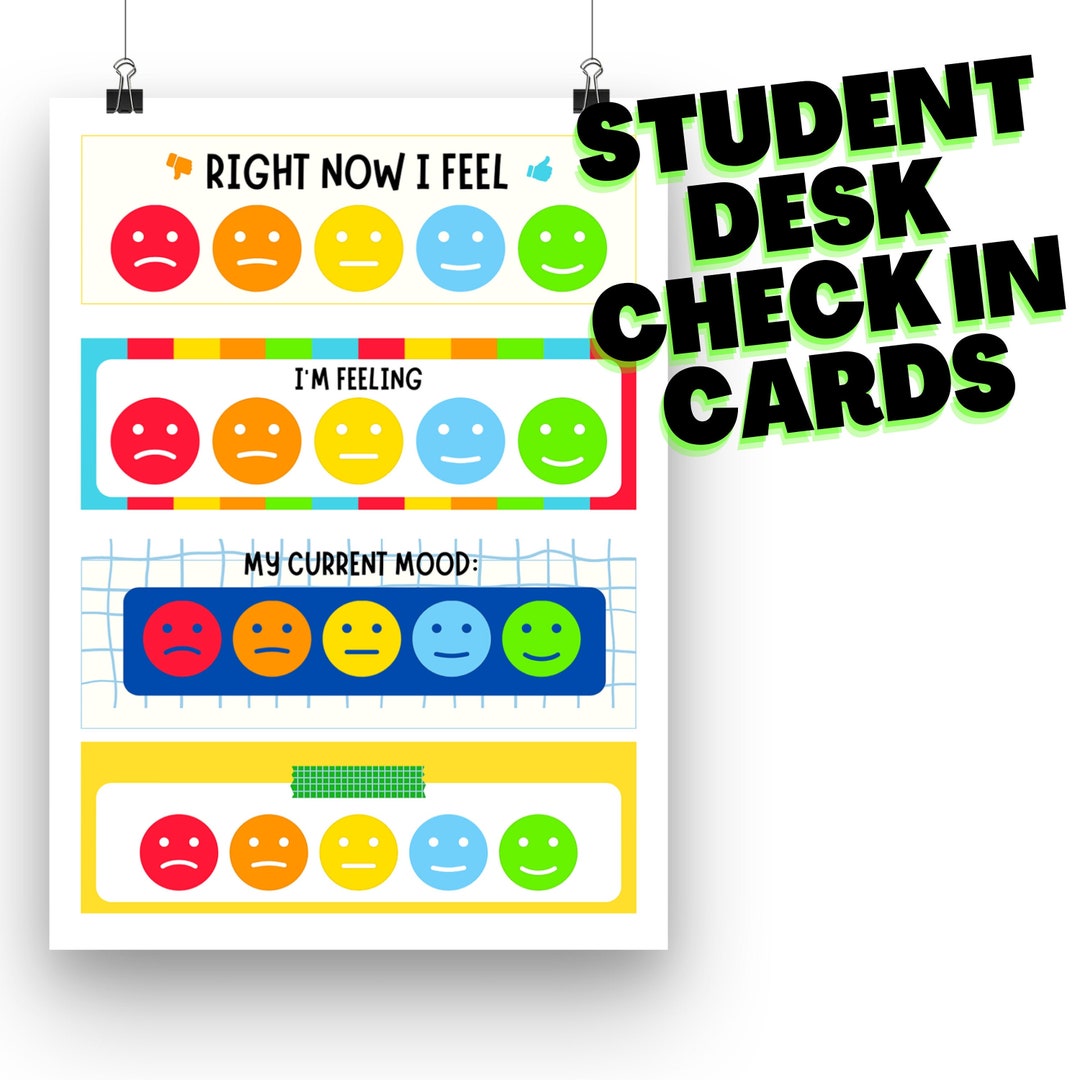 Student Desk Cards Check in Printable Feeling Scale Emotional Check in