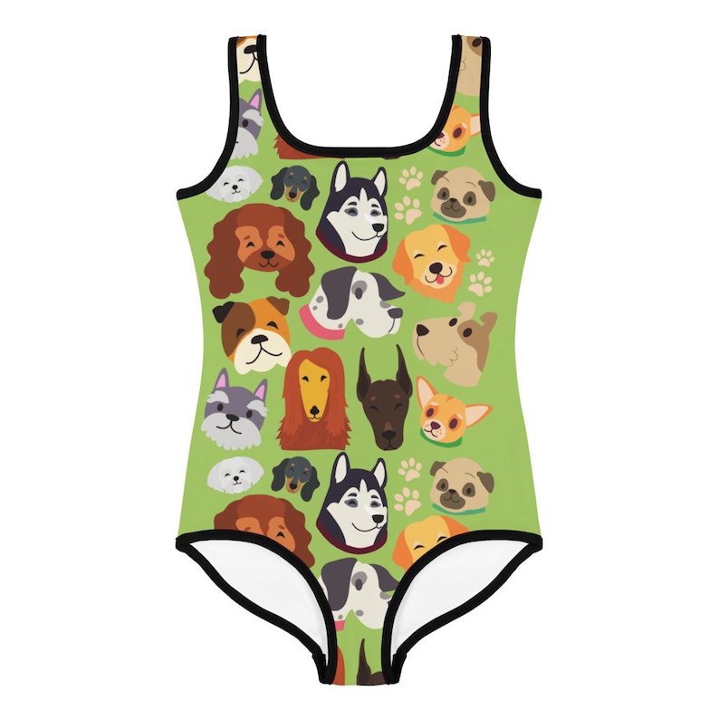 Puppy Dog Girls Swimsuit One Piece Animal Swimwear for Toddler Girl Puppy Birthday Party Unique Kids Swimming Suit image 1