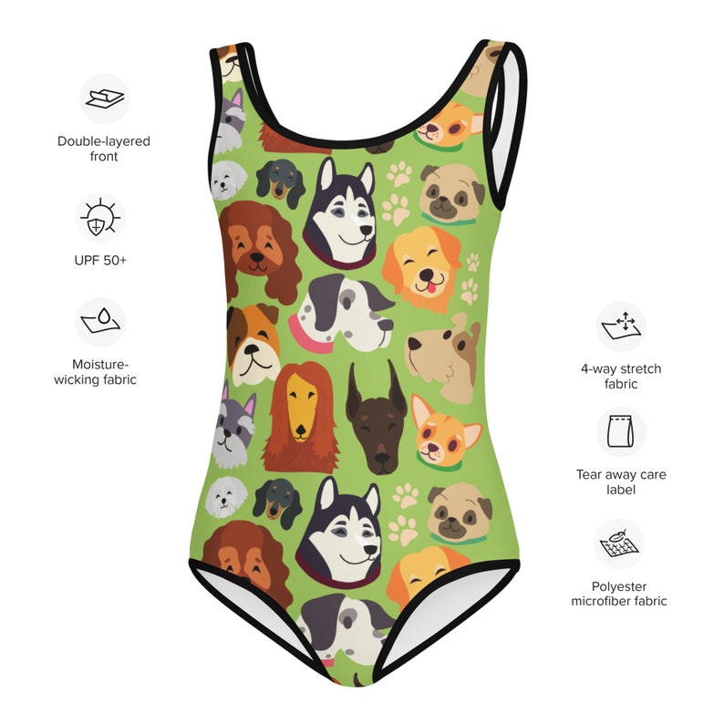 Puppy Dog Girls Swimsuit One Piece Animal Swimwear for Toddler Girl Puppy Birthday Party Unique Kids Swimming Suit image 6