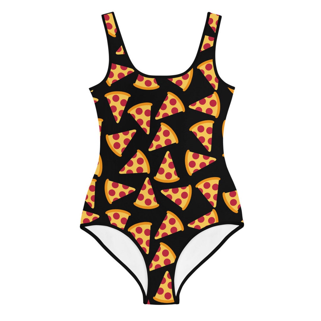Buy Pizza One Piece Swimsuit Pizza Slice Preteen Modest Swimming Suit Sizes  8-20 Pizza Teen Bathing Suit Girls Black Full Coverage Swim Online in