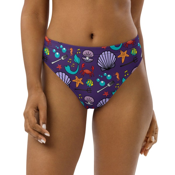 Under The Sea High Waist Swimsuit - Purple Mermaid Bathing Suit Bottoms - Women's Plus Size Swimwear Separates XS-3XL - Family Matching Swim