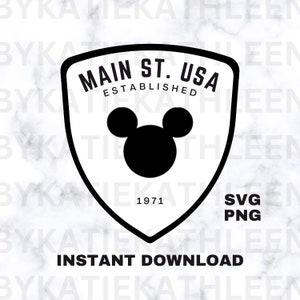 Main St Usa SVG Cut File - Download instantâneo Magic Kingdom PNG SVG - Camisa Ears on Main Street - Camisa Wdw Land Family Matching Vaca
