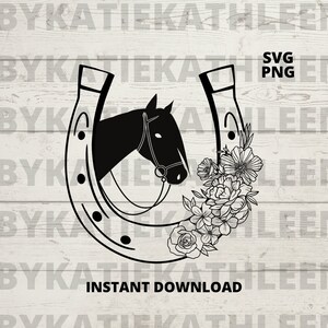 Horseshoe Floral SVG - Chemises de fille de cheval - Équitation PNG SVG - Téléchargement d'art de cheval - Chemise de thérapie équine