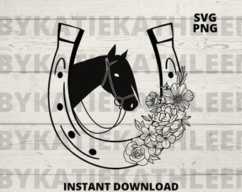 Horseshoe Floral SVG's - Horse Girl Shirts - Horseback Riding PNG SVG - Horse Art Download - Equine Therapy Shirt