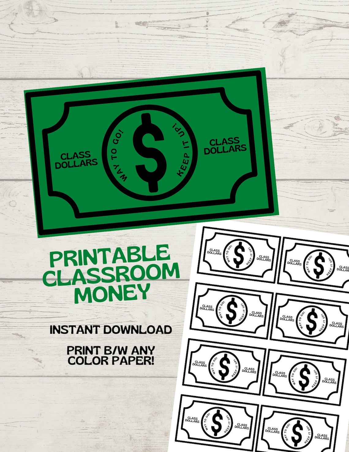 Classroom Money PDF Printable - Easy Classroom Rewards - Fake Money ...