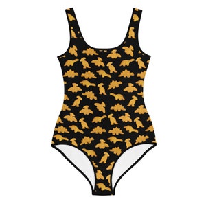 Dino Chicken Nuggie Swimsuit Youth Girls Swimming Suit Dino Chicken Nuggets Bathing Suit Dino Birthday Tween Modest Swim image 1