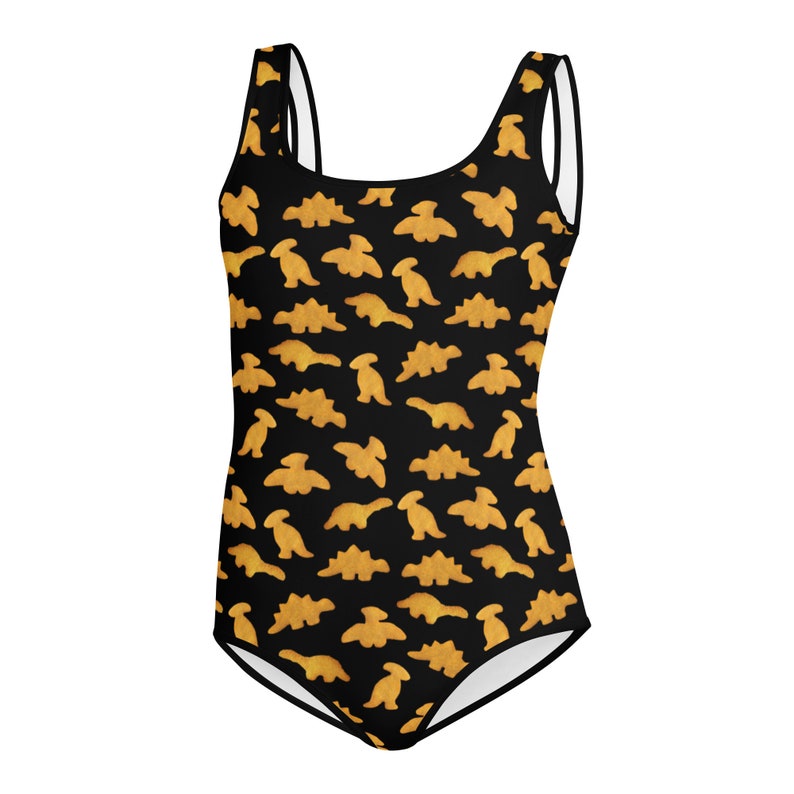 Dino Chicken Nuggie Swimsuit Youth Girls Swimming Suit Dino Chicken Nuggets Bathing Suit Dino Birthday Tween Modest Swim image 5