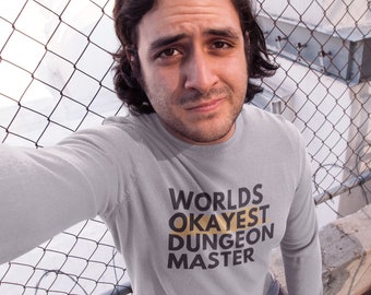 La camisa de maestro de mazmorras más buena del mundo - Camisa DnD de manga larga para hombre gris jaspeado - Camisa de mazmorras y dragones - Regalo para DM - Golpe crítico