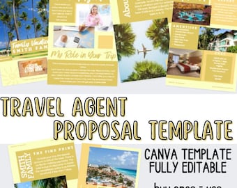Trip Planner Canva Template - Travel Agent Business Proposal Digital Download - Vacation Quote Plans - Beach Resort Travel Agent Form