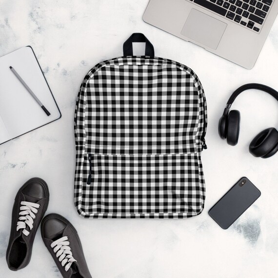 Black and white plaid backpack hotsell