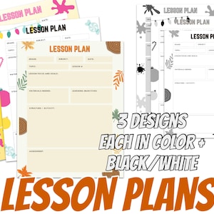 Set of 3 Teacher Lesson Planner Objective Planner Preschool Kindergarten Lesson Plans Assessment Plans Classroom Planner