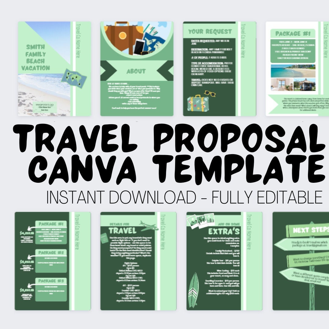 Travel Proposal Canva Template Travel Agent Business Digital Download