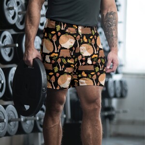 Hedgehog Heren Zwemshorts - Athletic Shorts Waterdicht - Forest Friends Zwembroek - Grote maten Heren Zomershorts - Forest Animals