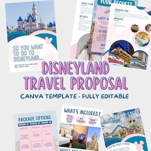 Trip Planner Canva Template - Travel Agent Business Proposal Digital Download - Vacation Itinerary - Theme Park Travel Agent Form