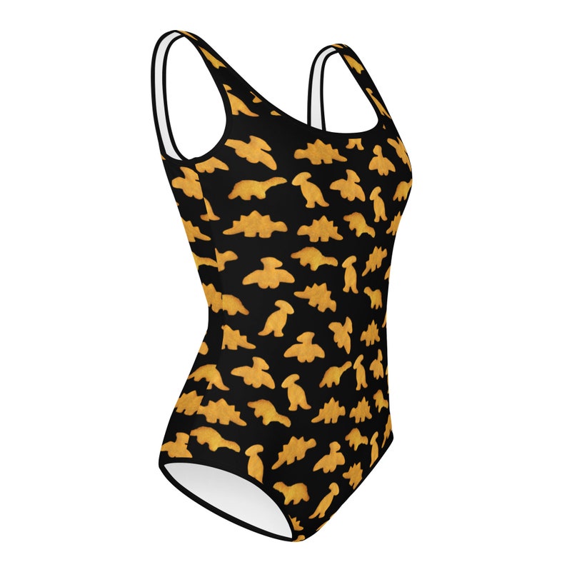 Dino Chicken Nuggie Swimsuit Youth Girls Swimming Suit Dino Chicken Nuggets Bathing Suit Dino Birthday Tween Modest Swim image 8