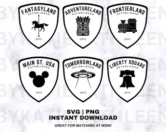 Magic Kingdom Matching Bundle SVG Cut File - Fantasyland PNG - Frontierland, Adventureland, Tomorrowland,  Liberty Square, Main St Usa Shirt