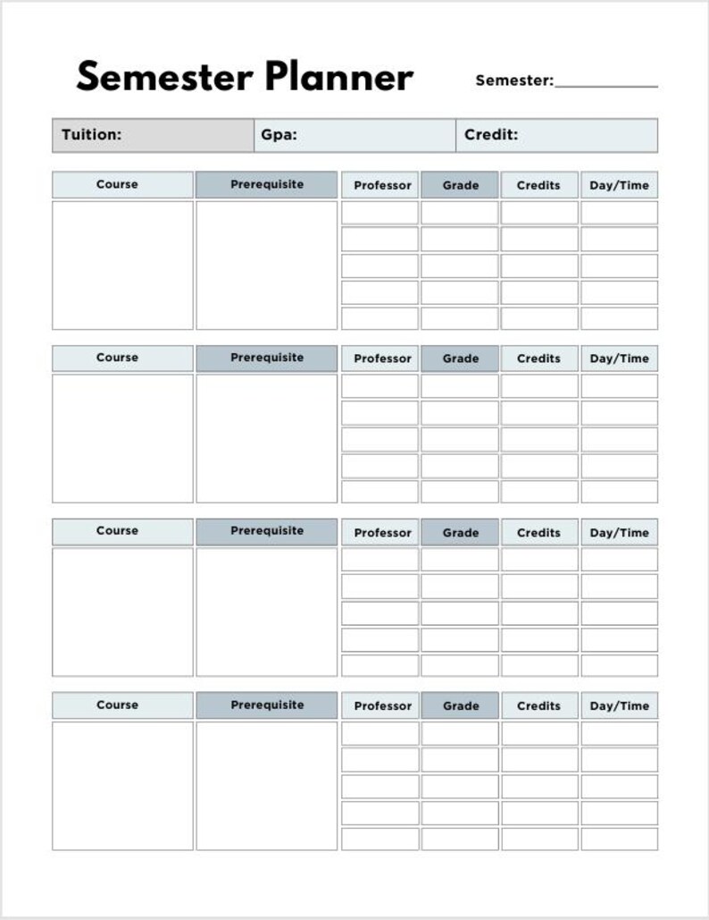Student Planner Printable | Daily, Weekly Academic Organizer (digital ...