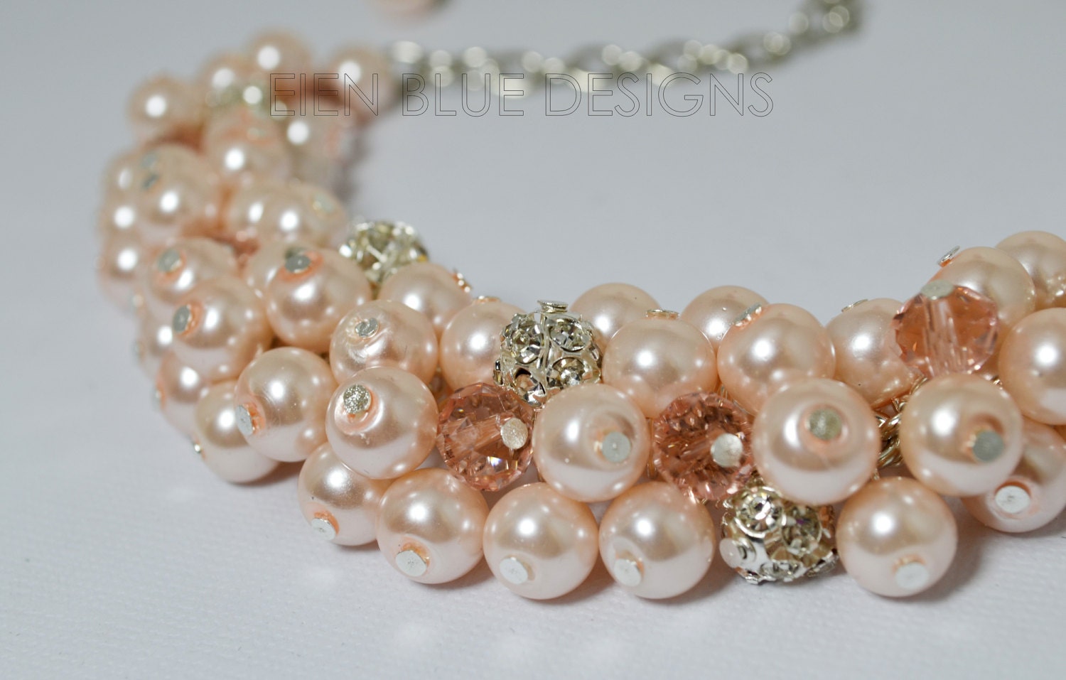 Blush Pearl Necklace Pink Pearl Necklace Pink Pearl Etsy
