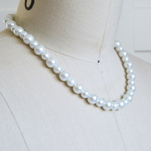 White Pearl Jewelry Set, Pearl Bridesmaid Jewelry Set, White Pearl Necklace, White Flower Girl Jewelry, Inexpensive White Pearl Necklace image 4