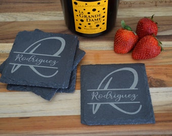 Personalized  Slate Coasters Set of Four, Monogrammed Coasters, Personalized Stone Coasters, Personalized Custom Gift, Personalized Coasters