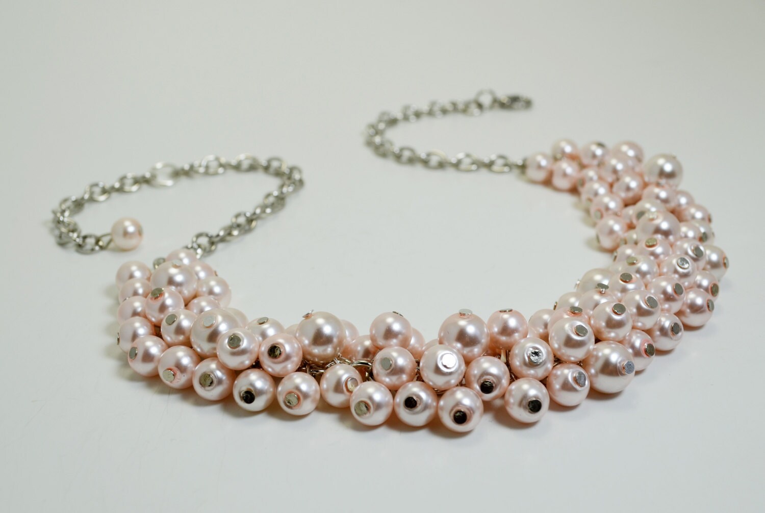 Blush Pearl Necklace Pink Pearl Necklace Pink Pearl Etsy