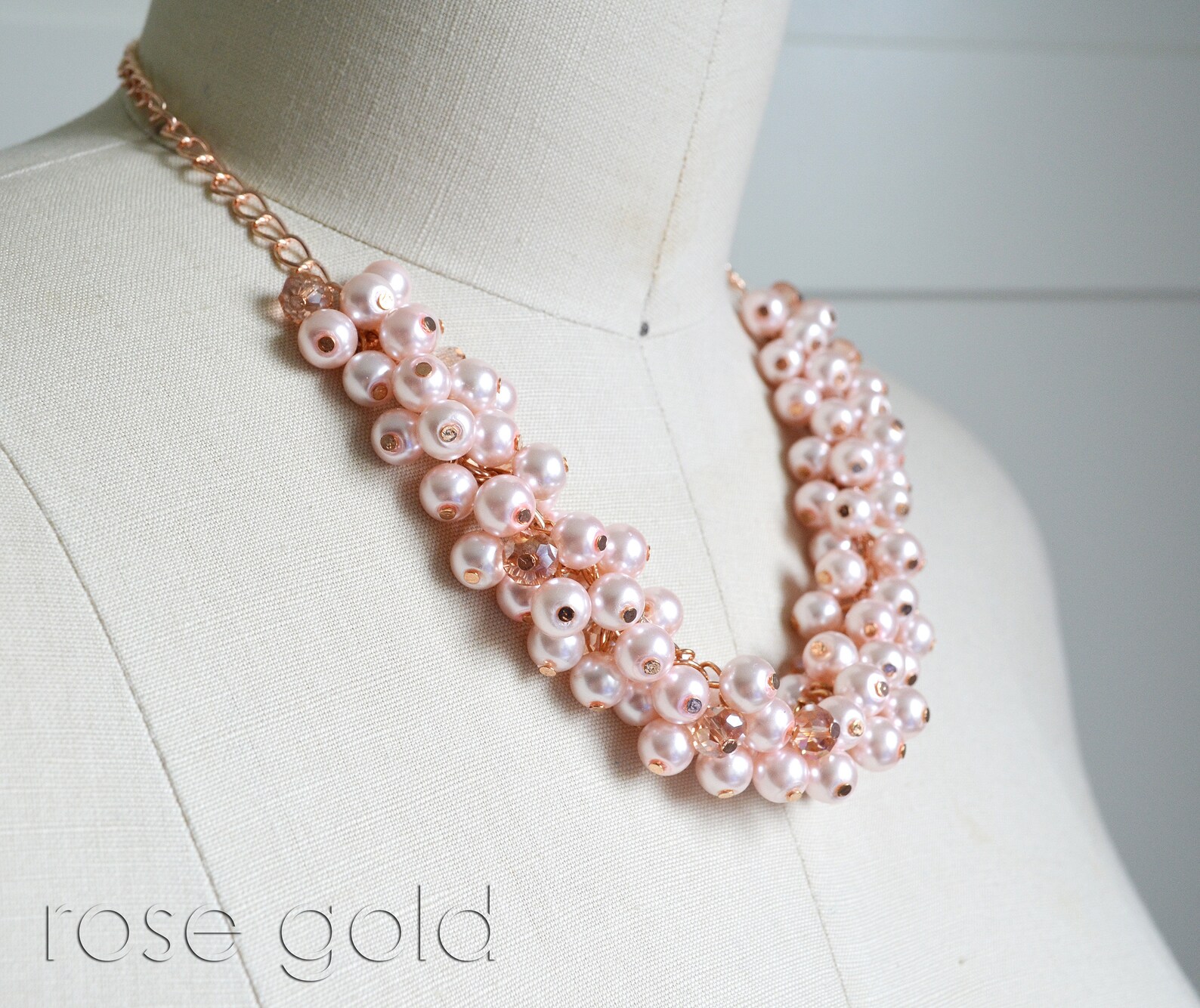Blush Pearl Necklace Pink Pearl Necklace Pink Pearl Etsy
