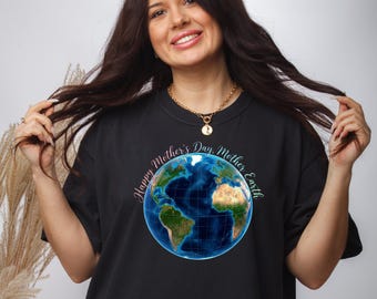 Mother Earth T-Shirt, Planet Illustration, Eco Friendly Mom Gift