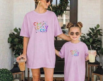 Ctrl C Ctrl V Matching T-Shirt, Mother Child Illustration, Copy Paste Mommy Gift