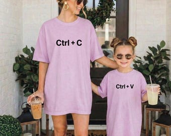 Ctrl C Ctrl V Matching T-Shirt, Mother Child Illustration, Copy Paste Mommy Gift