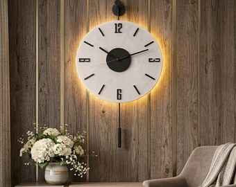 Modern Crystal Glass Wall Clock with LED, Luxury Black Steel Frame Metal Art, Silent Quartz Moving Wall Decor, Elegant Vertical Round Clock