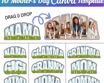 Mothers Day Canva  Frame Template | Custom Mom Name Photo Text | Drag and Drop Picture Fill | Personalized Gift Design
