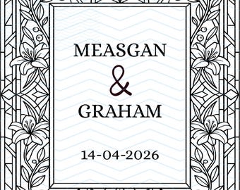 Custom Stained Glass Wedding Sign | Personalized Floral Welcome Art 16x20 | Custom Names & Date Digital File | DIY Wedding Decor Download