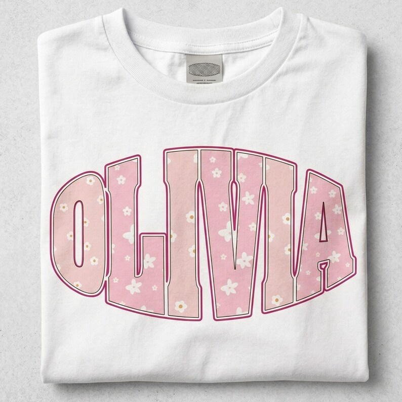 Custom Varsity Canva Frame Template | Personalized Name Arched Text | Drag & Drop Fill Pattern | College Font POD Design image 3