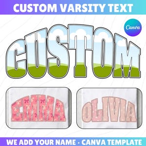 Anpassad Canva-rammall för Varsity | Personligt namn, universitetstypsnitt | Dra-och-släpp-mönsterfyllning | Redigerbar textdesign