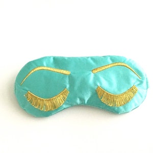 Breakfast at Tiffany's Sleep Mask, Eyelashes Sleeping Mask, Aqua Metallic Gold