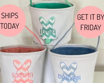 Personalized Easter Basket, Custom Name Embroidery