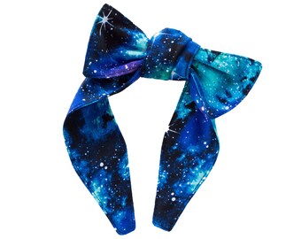 GALAXY Top Knot Headband, Handmade Bow Headband, Hard Headband, Fabric Headband, Girls Headwear, Gift for Girls, Bridesmaids proposal gift