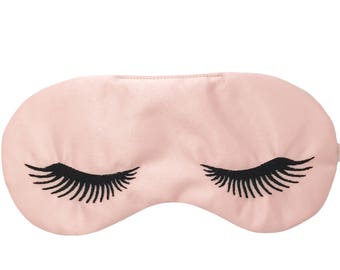 EYELASHES adjustable sleeping mask • Bridesmaids gift • Glam sleep mask • Slumber party favor • Bachelorette party favor • BLUSH and BLACK