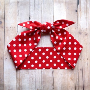 Rosie the Riveter Red Polka Dots Tie On Headband