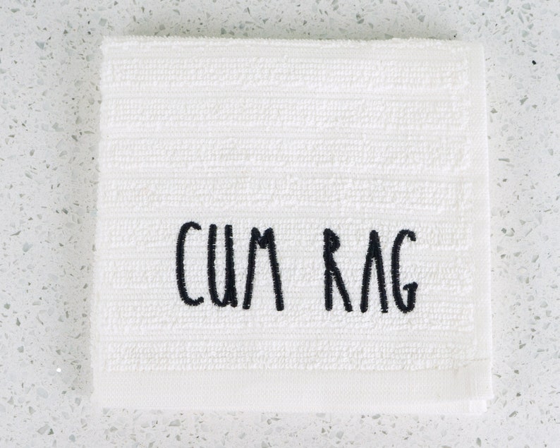 Bachelorette Naughty Gift, Cum Rag Washcloth, Vag Rag Washcloth, After Sex Towel, Gag Gifts for Bride, Couple Funny Gift CUM RAG •  WHITE