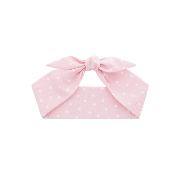 Pink Polka Dots Headband Ponytail Bun Hair Scarf Knotted Tie On Purse Bow Kawaii Cosplay Photo Prop Hair Pin Up Retro Headscarf • WHITE DOTS Il_570xn