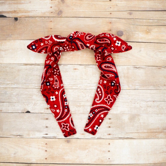 Top knot headband • RED BANDANA Il_570xn