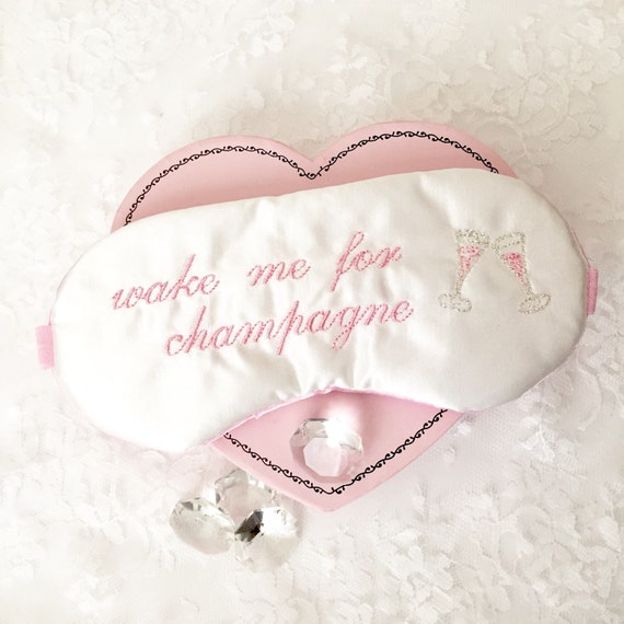 WAKE ME for CHAMPAGNE sleep mask, Bridesmaid gift, Brunch party favor, 21st birthday gift, Satin sleep mask, Bachelorette party favor Il_570xn