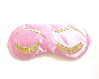 Holly Golightly sleep mask • PINK and METALLIC GOLD