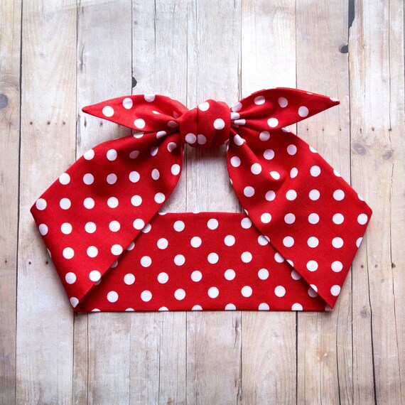 ROSIE THE RIVETER Headband, Red Polka Dots, Girl Power We Can Do It, Pin up Rockabilly Retro, Christmas Halloween Top Knot Tie Up Headscarf Il_570xn