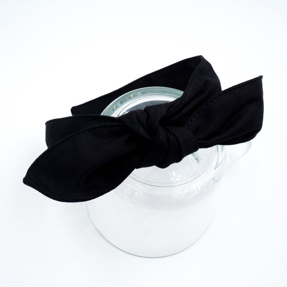 Handmade top knot bow headband • BLACK Il_570xn