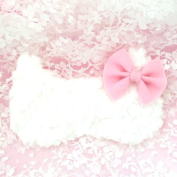 CAT sleep mask, Cute sleep mask, Kitty sleep mask, Cat sleeping mask, Fur sleep mask, Handmade sleep mask, Fluffy CAT with BOW sleep mask Il_570xn