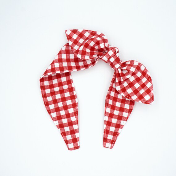 Top knot headband • RED WHITE PLAID Il_570xn