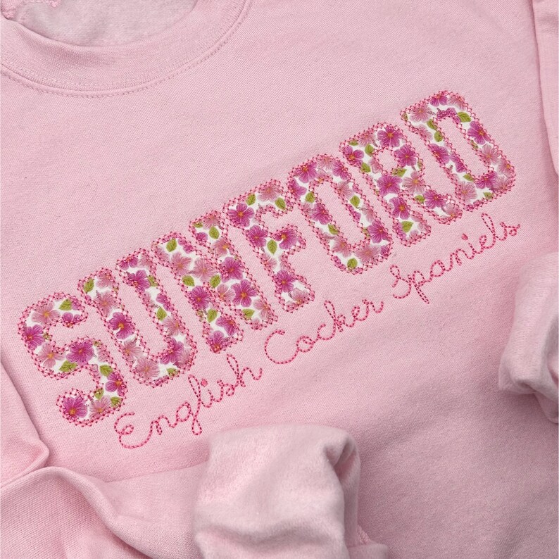 CUSTOM Embroidered Sweatshirt, College Personalized Sweatshirt, Floral Embroidered Crewneck, College Varsity Sweatshirt, School Pride Crew image 2